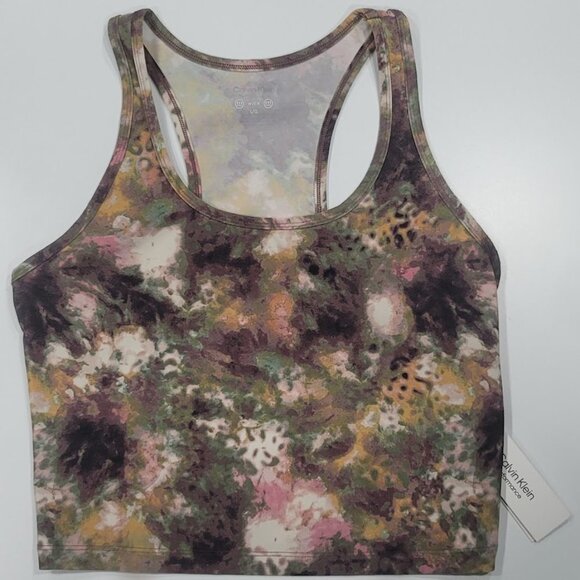 Calvin Klein Printed Racerback Cropped Tank Top Size Large - Picture 6 of 9